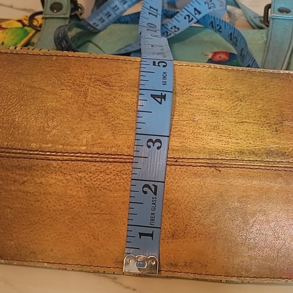 Anuschka Leather Vibrant Hand-Painted Parrot Design Tote Bag Artsy Boho Unique - Picture 14 of 16